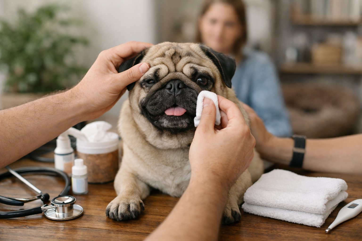 Pug (Mops) Köpeği: Kıvrık Yüzün Bakımı ve Sağlık Sorunları